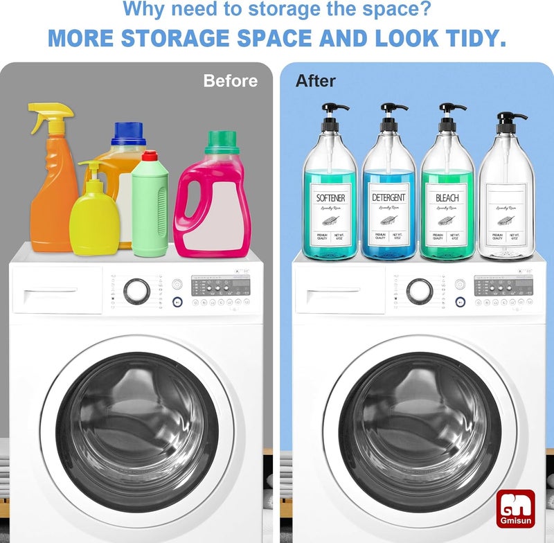 Gmisun Laundry Detergent Soap Dispenser, Liquid Laundry Detergent Dispenser, Container for Farmhouse Room Decor, Organizer for Liquid DetergentSoftenerBleach Storage Bottle(64 Oz Set of 4) - Image 4